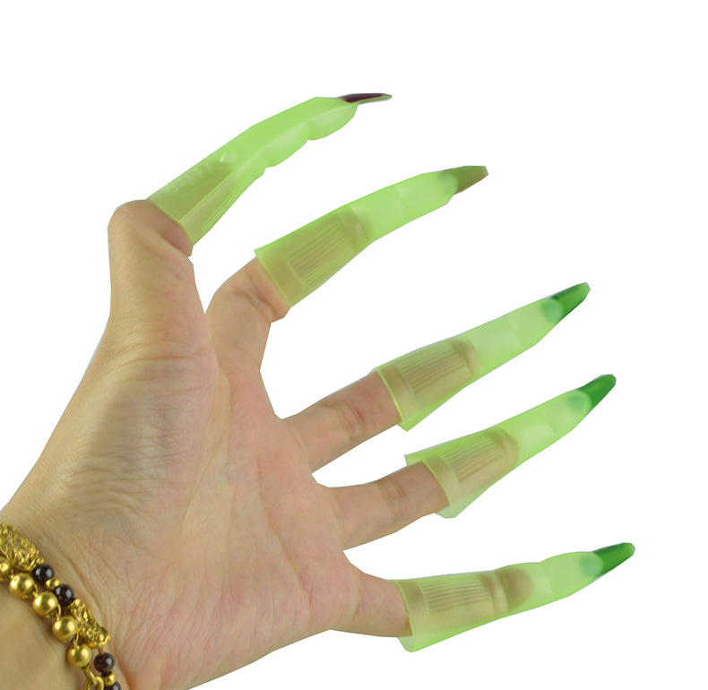 万圣节鬼节巫婆指甲吸血鬼红色手指甲巫婆装扮道具黑色手指甲套装