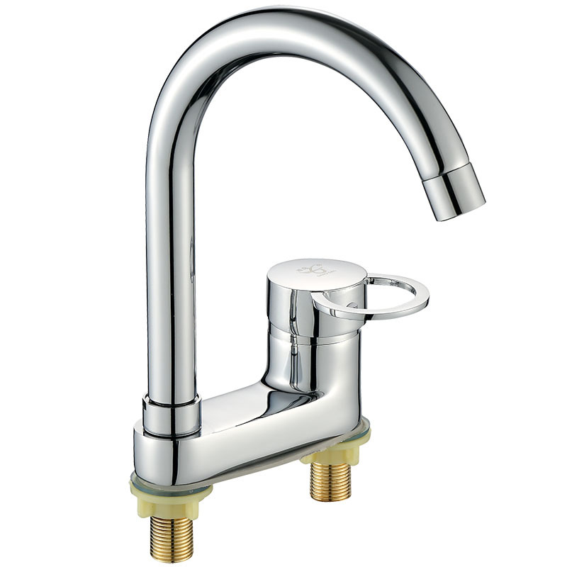 厂家直销 冷热面盆双孔 铜韩版二联龙头 厨房水龙头批发