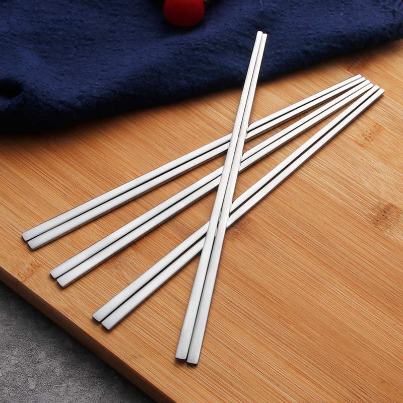 创意韩式餐具 304不锈钢韩式扁筷 不锈钢实心筷子 扁筷子实心扁筷