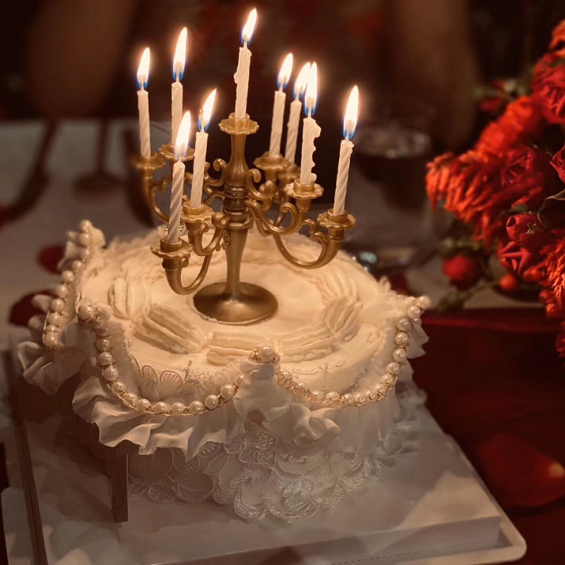 网红抖音生日蛋糕蜡烛架摆件欧式浪漫复古蜡烛台烘焙蛋糕甜品装饰