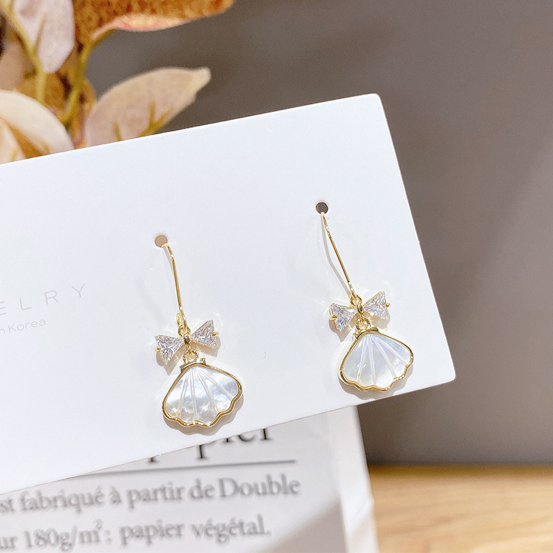 2023 New South Korea Graceful Online Influencer Bow Zircon Stud Earrings Gold Plated Sterling Silver Needle Fritillary Earrings Jewelry
