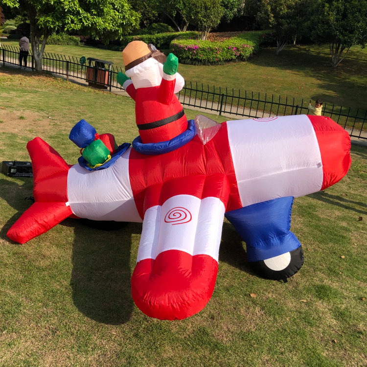 圣诞老人飞机充气气模 圣诞庭院装饰品