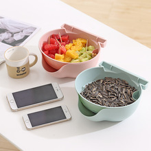 创意懒人果盘嗑瓜子神器手机支架瓜子盆果盘果篮双层沥水瓜子盘