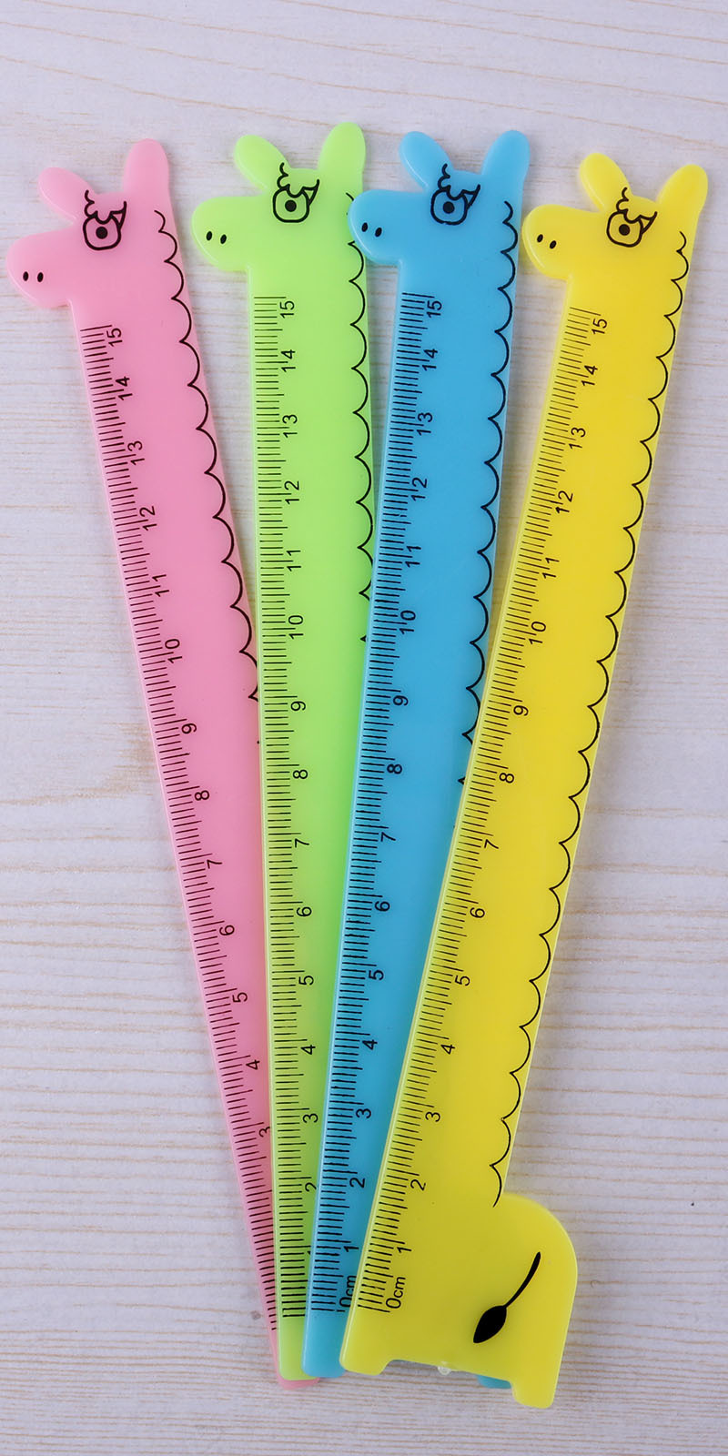 长颈鹿尺子可爱卡通塑料直尺15cm小学生用学习文具用品定制印logo