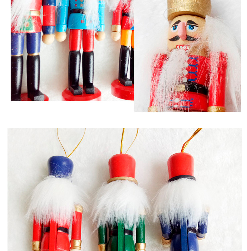 圣诞装饰品胡桃夹子木质士兵木偶12cm小锡兵套6装饰挂件一件代发