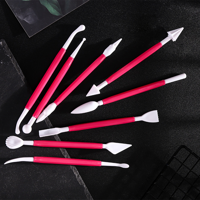 跨境塑料黏土手工陶泥塑刀 儿童diy手工压花工具8件套陶泥工具刀