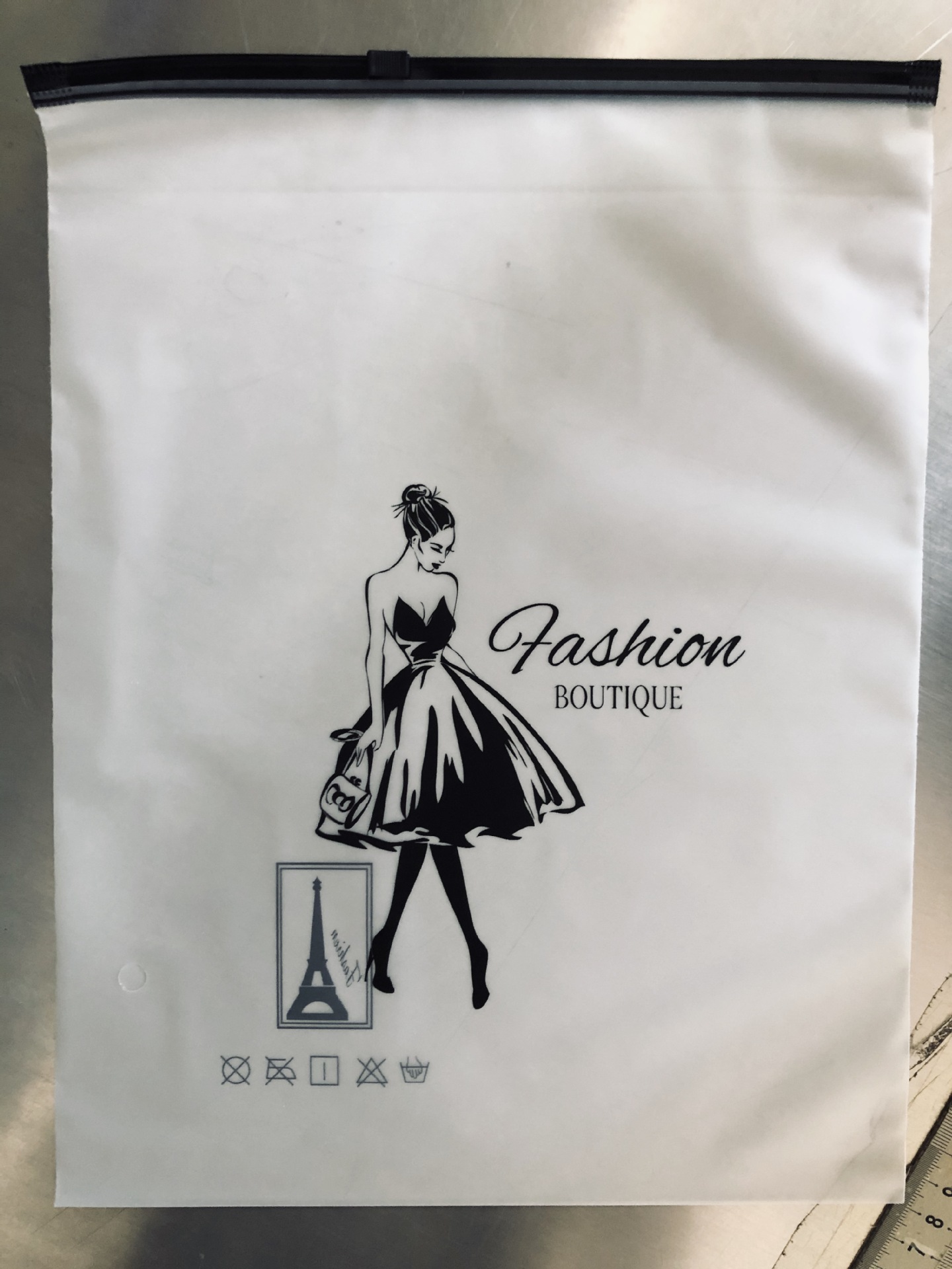 Factory Spot Clothes Packaging Bag Leather Pants Leggings Zipper Corset Swimsuit Double-Sided Frosted Zipper Bag