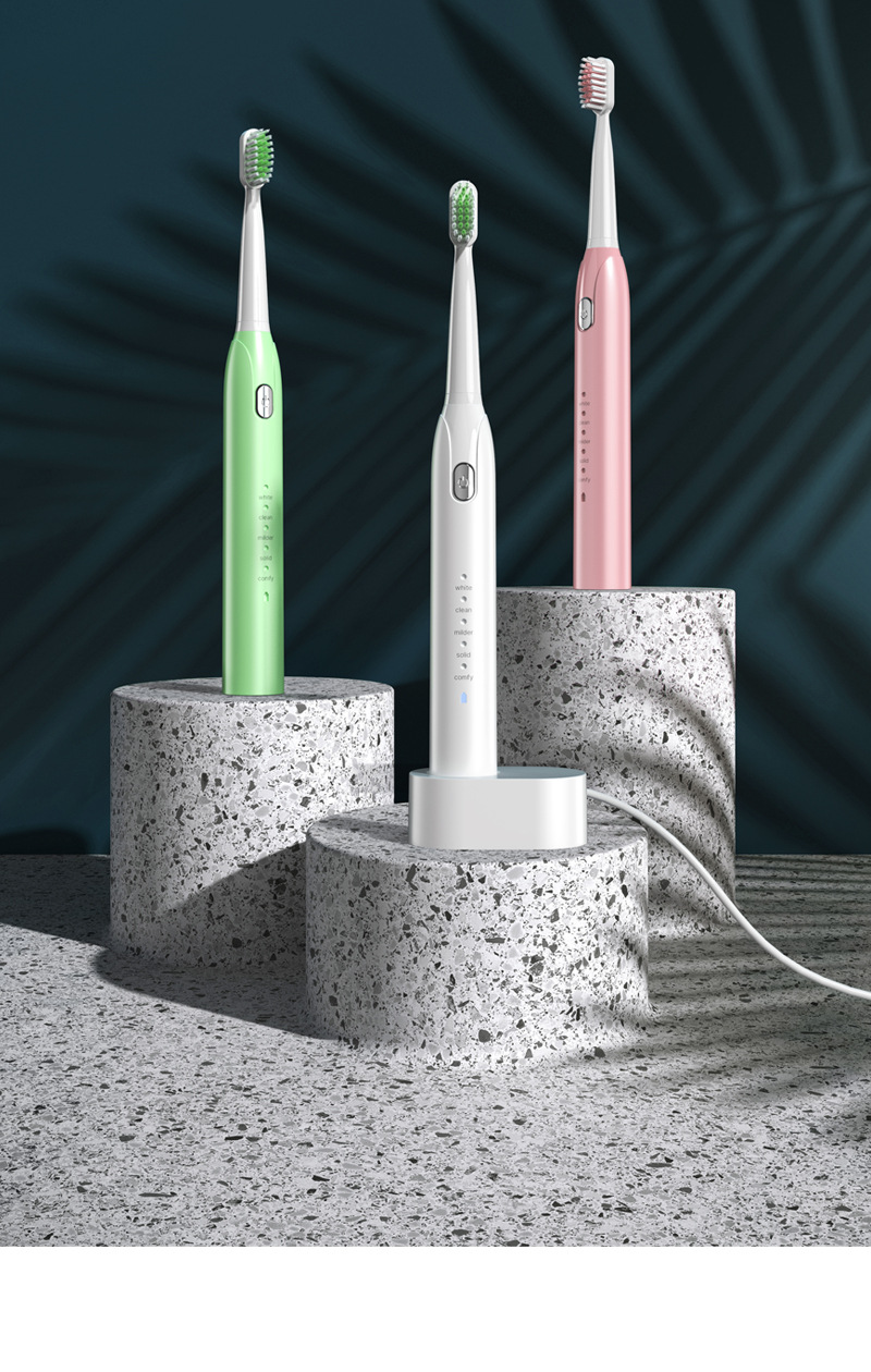 声波电动牙刷 刷牙洁面二合一 成人软毛替换刷头赠送刷头_义小购日用