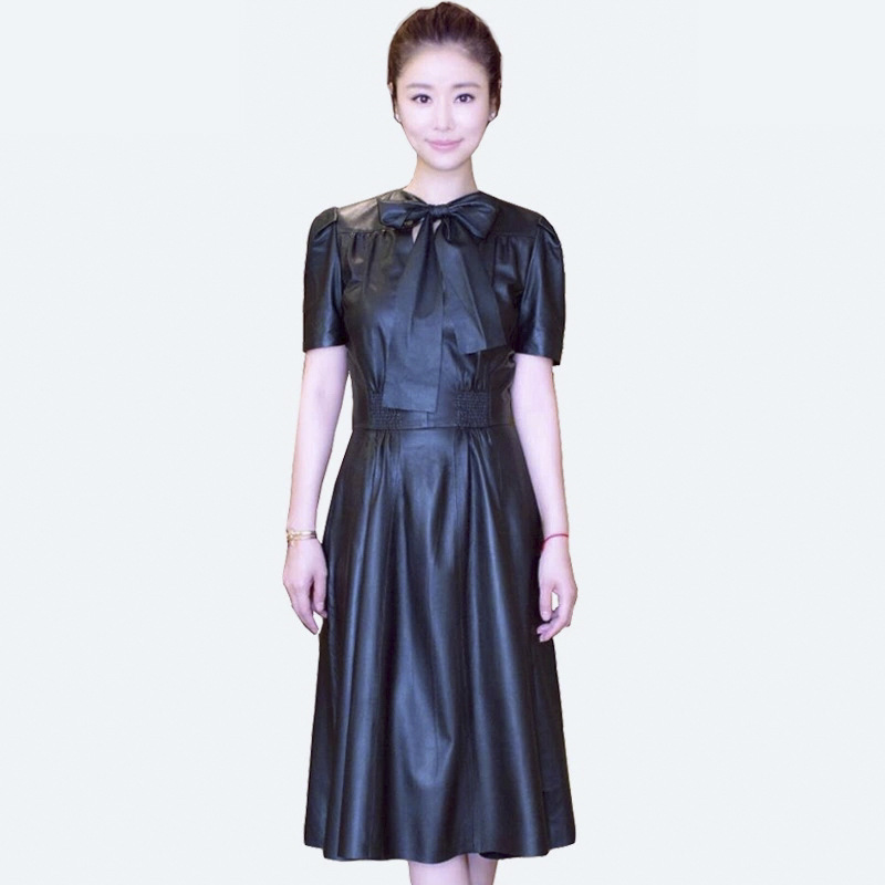 林心如明星同款网红衣服女夏2021新黑色名媛长裙蝴蝶结显瘦连衣裙