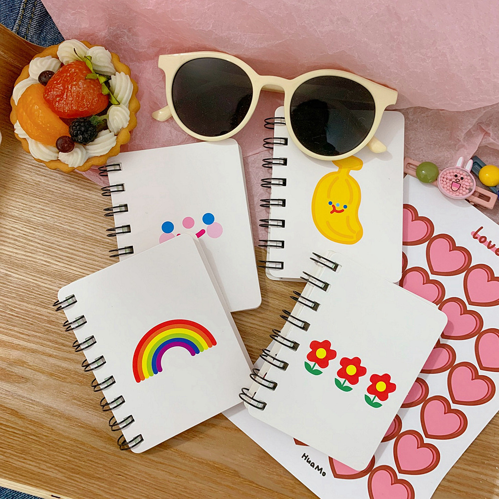 韩版可爱卡通云朵笑脸线圈本兔子彩虹笑脸卡通线圈本活页留言备忘