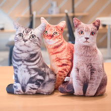 创意仿真3D立体猫猫抱枕虎纹猫咪毛绒玩具公仔儿童安抚玩偶批发