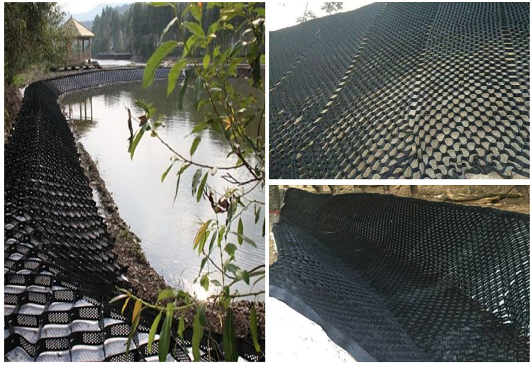 hdpe土工格室护坡护堤工程挡墙路基加固池塘边坡绿化防冲刷tggs网