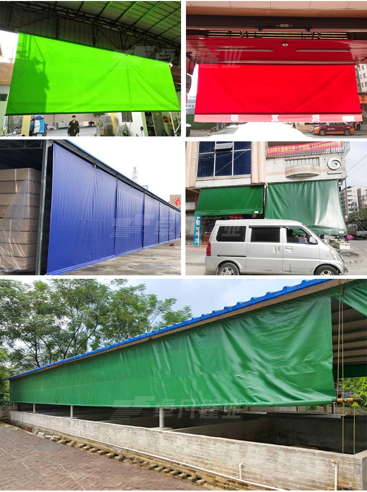 户外门面挂帘吊帘门口遮阳防雨防晒吊布商铺店面电动手摇伸缩垂帘