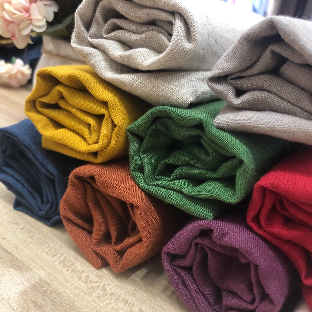 现货供应纯亚麻砂洗染色布复古风亚麻女装面料上衣裤料-阿里巴巴