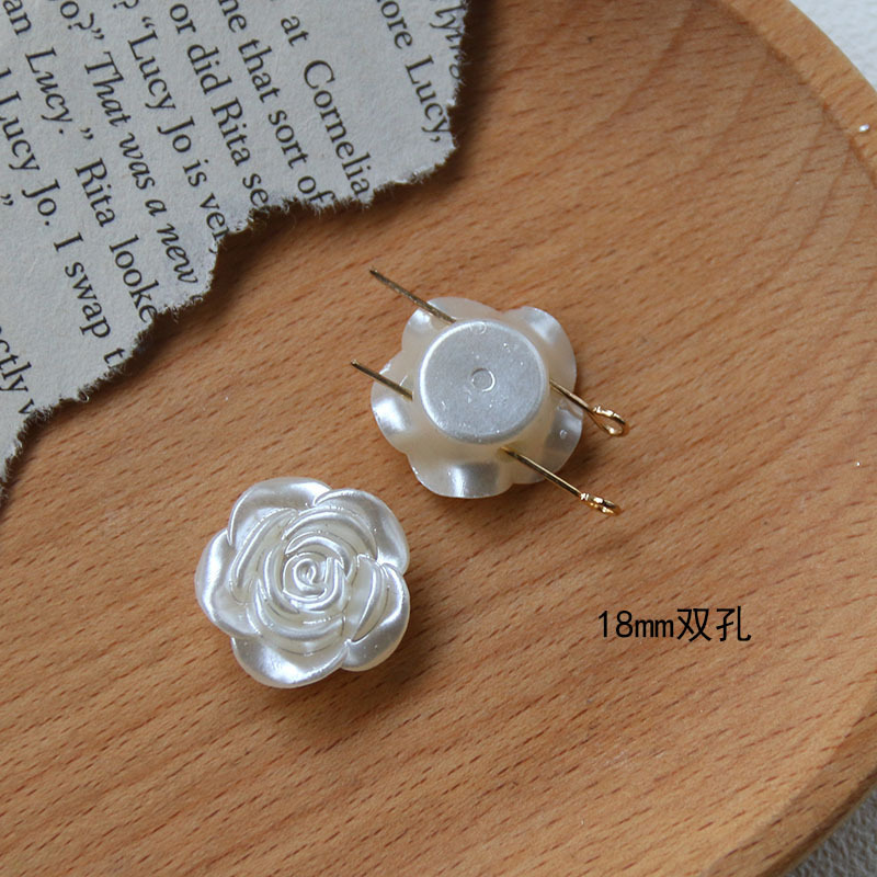 Flower Acrylic Perforated Accessories DIY Handmade Earrings Headdress Button Imitation Pearl Silver White Rose Camellia Buckle