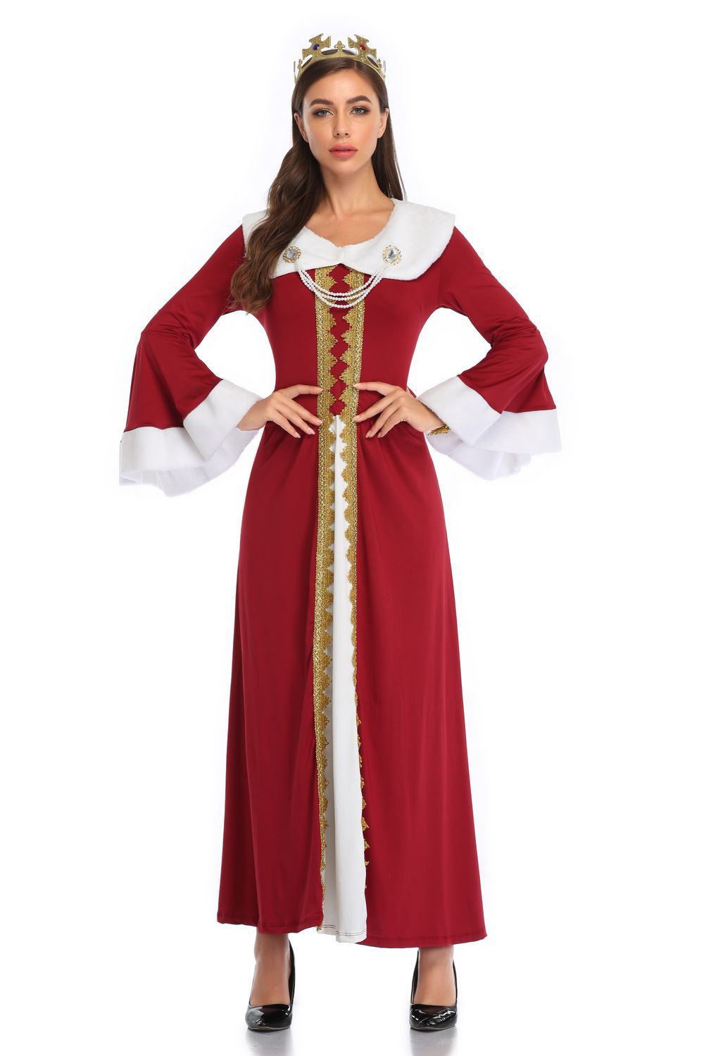 欧洲复古宫廷服中世纪英国女王装皇后万圣节服皇后国王情侣演出服