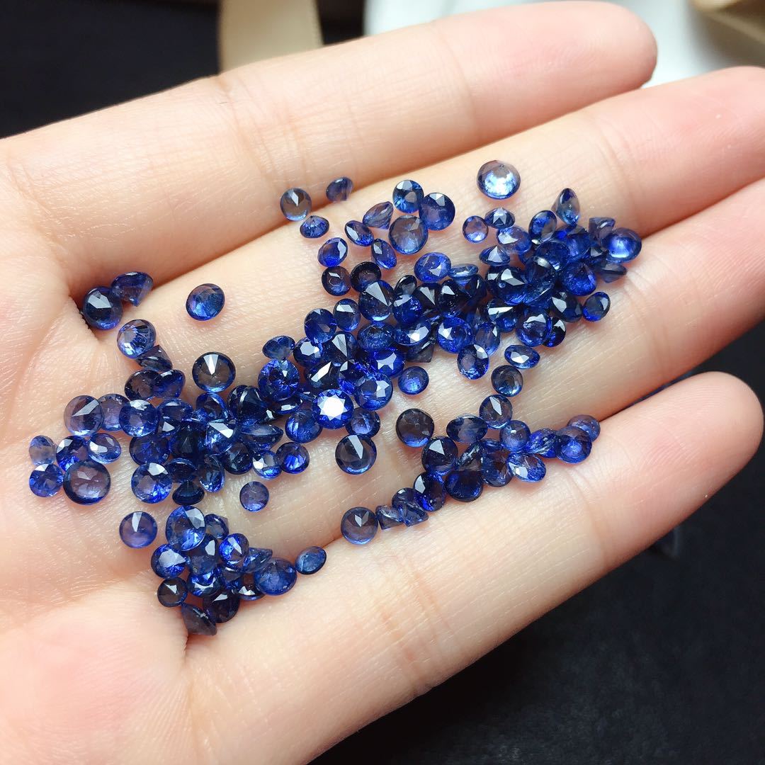 天然斯里兰卡蓝宝石  裸石戒面 配石 圆形3mm 3.5mm 可搭配银空托