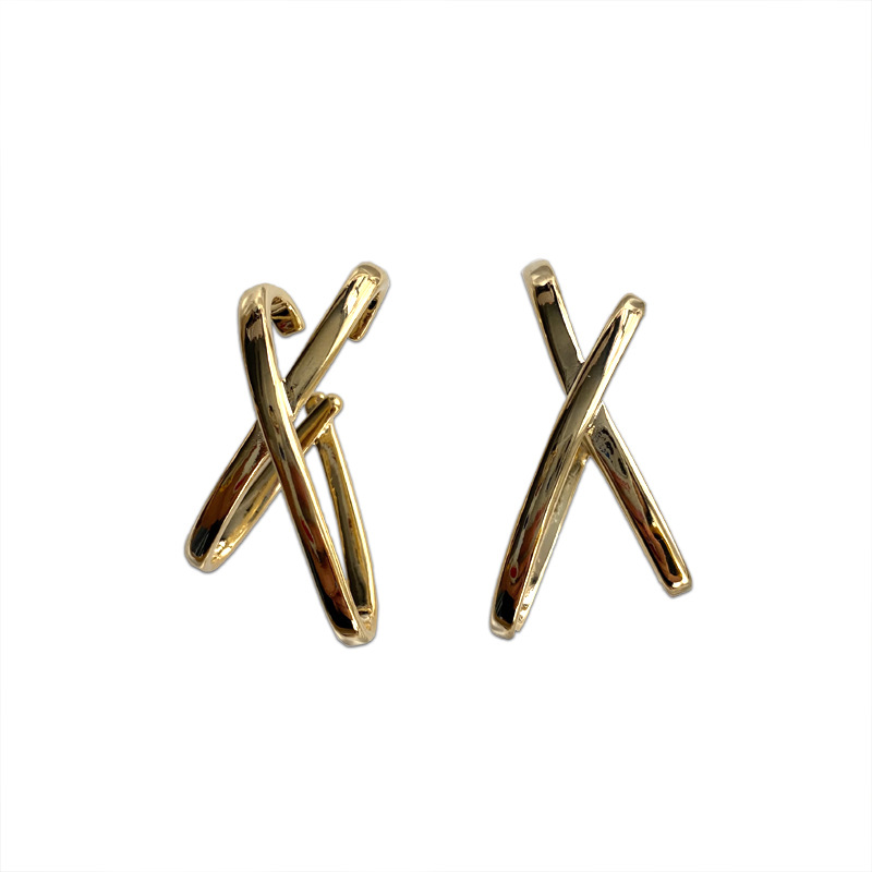 欧美设计师款x形交叉耳夹网红ins潮个性简约耳环无耳洞耳挂耳饰