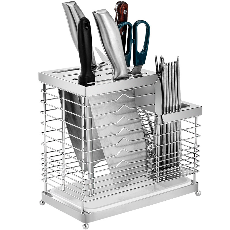 家用放刀架厨房用品304不锈钢菜刀架置物架刀具收纳架子插刀座盒