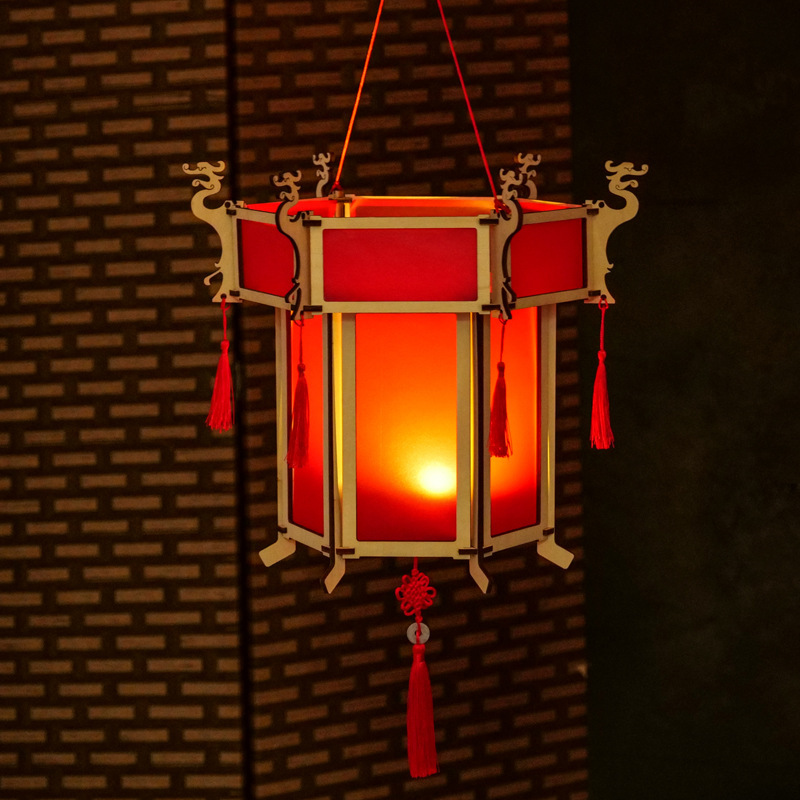 新年元宵灯笼古风装饰手工仿古制作diy材料包手提花灯中式双层宫