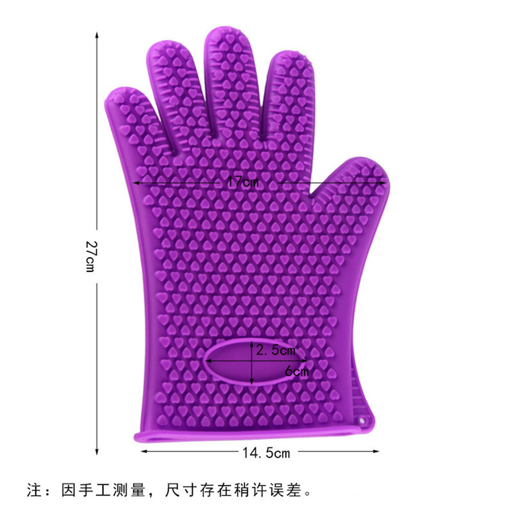 硅胶手套微波炉烘焙烤箱防水防滑五指心形状隔热厨房烘焙bbq烧烤