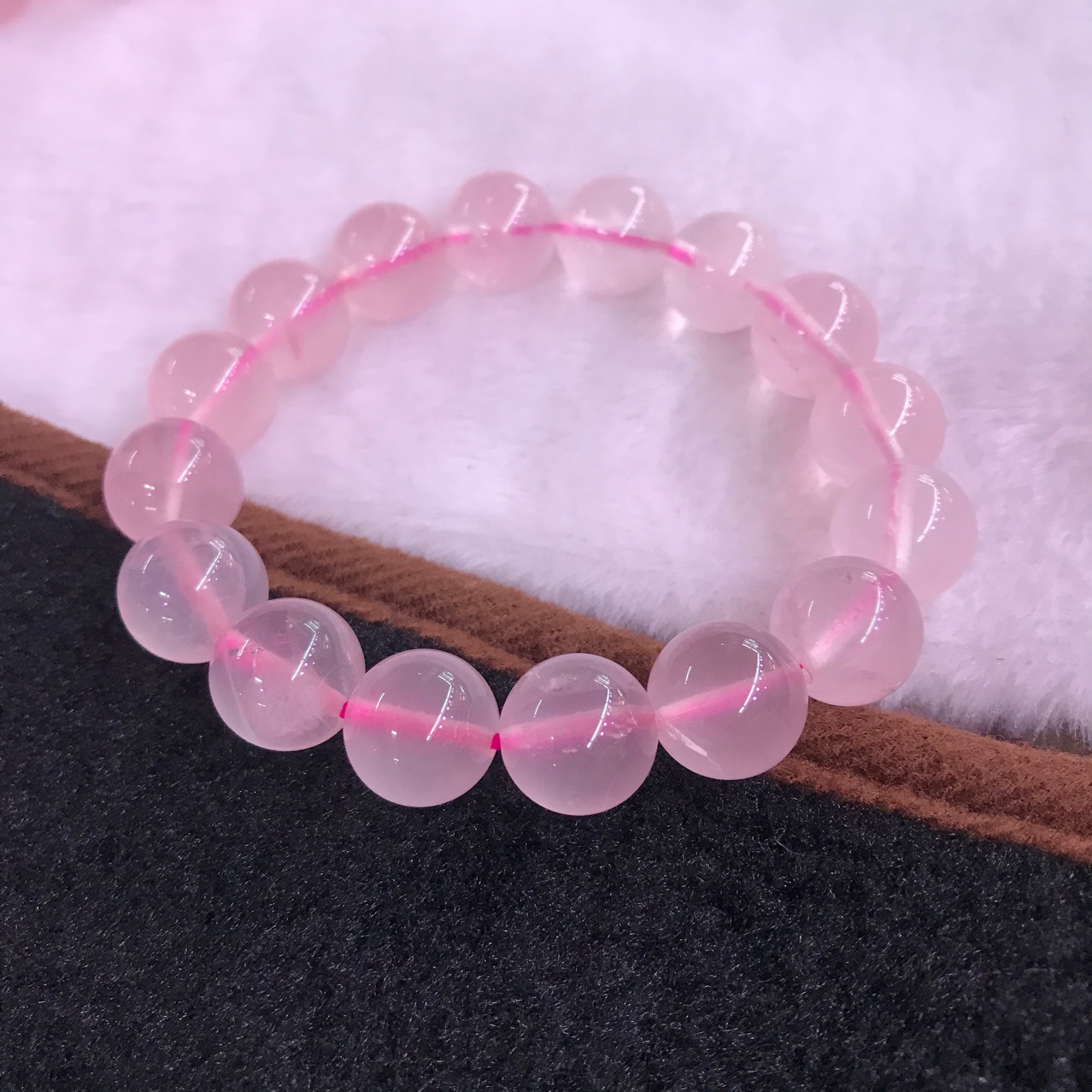 粉水晶手链莫粉圆珠冰种星光粉手串女 礼物 简约百搭大方批发