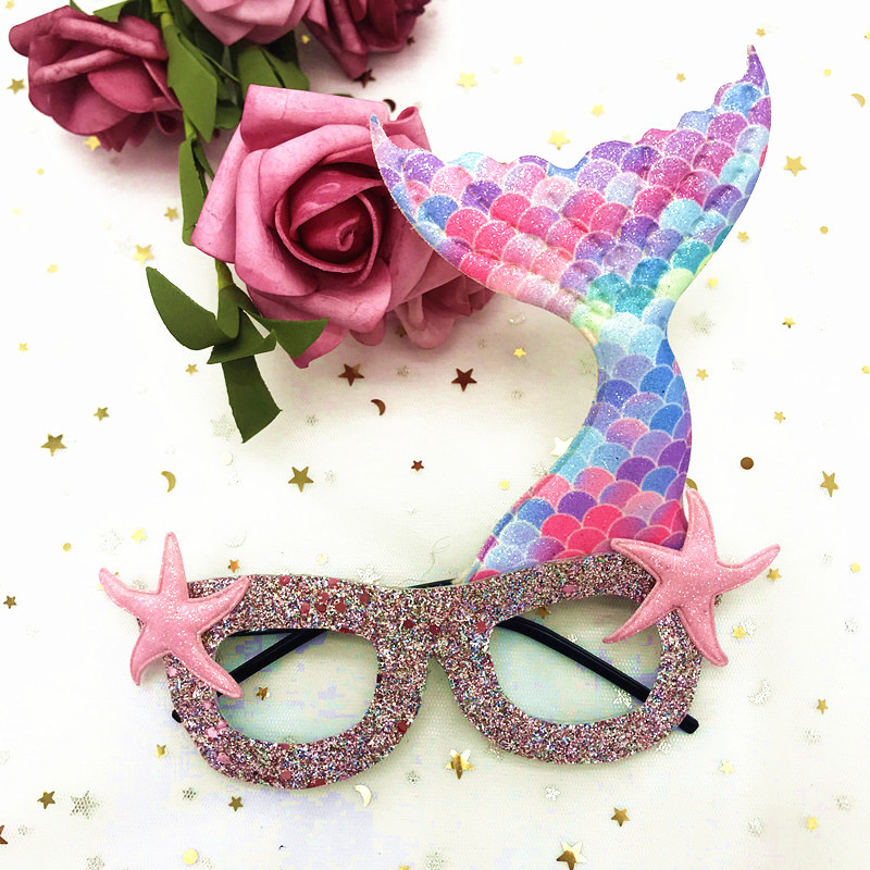 New Children's Ins Glittering Powder Glasses Frame Internet Celebrity Mermaid Decoration Glasses Accessories Holiday Party Supplies Accessories