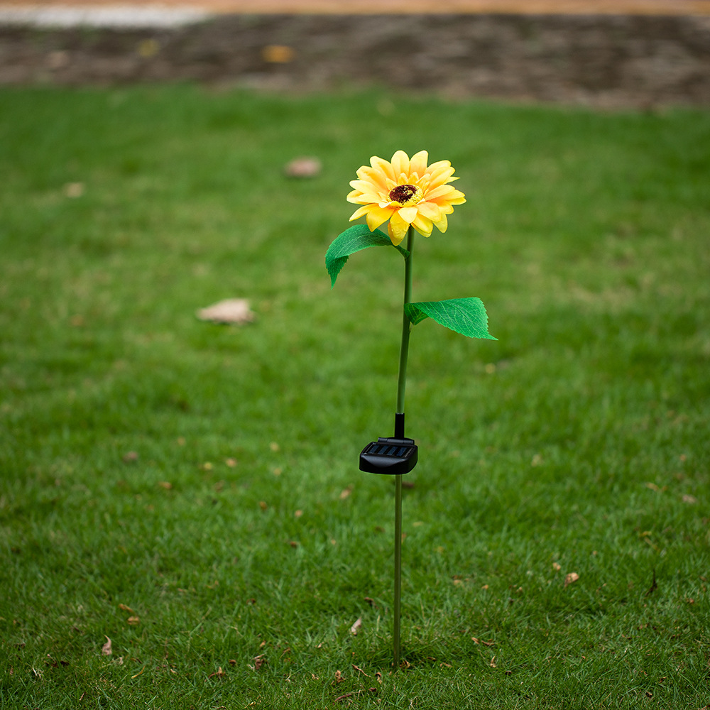 太阳能8led向日葵花灯太阳花新品高亮暖光仿真花地插灯草坪庭院用