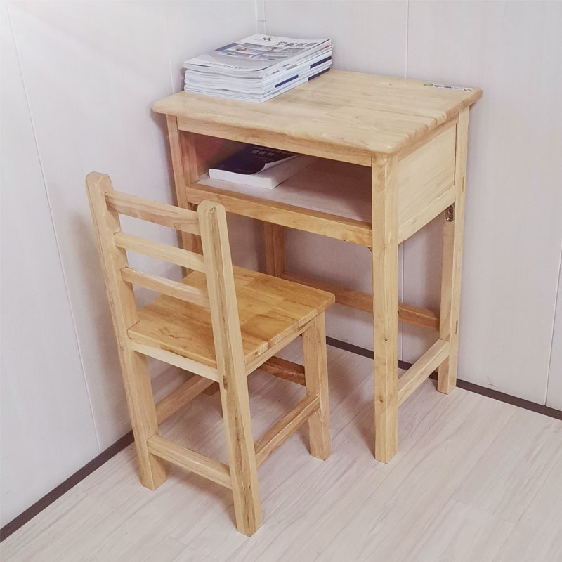 实木课桌椅中学生教室中小学生老式写字桌辅导班培训班木质学习桌