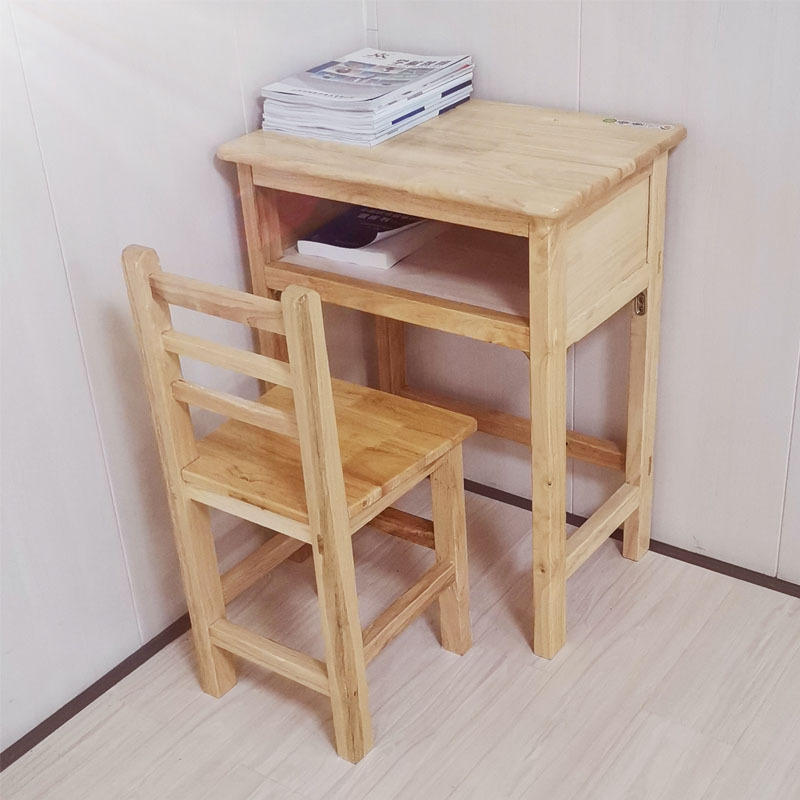 实木课桌椅中学生教室中小学生老式写字桌辅导班培训班木质学习桌