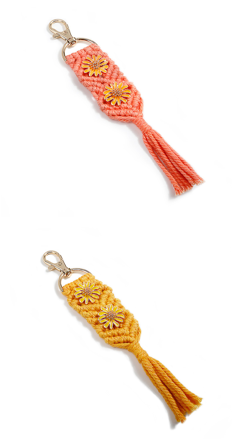 新款绳编绳结手工编织流苏包包挂件珐琅菊花小雏菊钥匙扣饰品挂饰