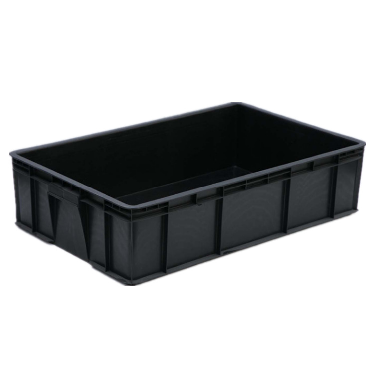 供应带盖子防静电周转箱 黑色塑料胶框 电子产品周转胶框