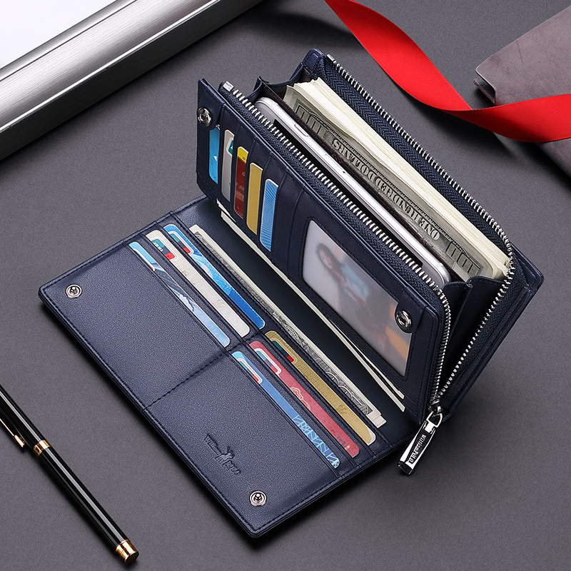 英皇保罗钱包男真牛皮手拿包男大容量手包拉链钱夹19卡位长款钱包