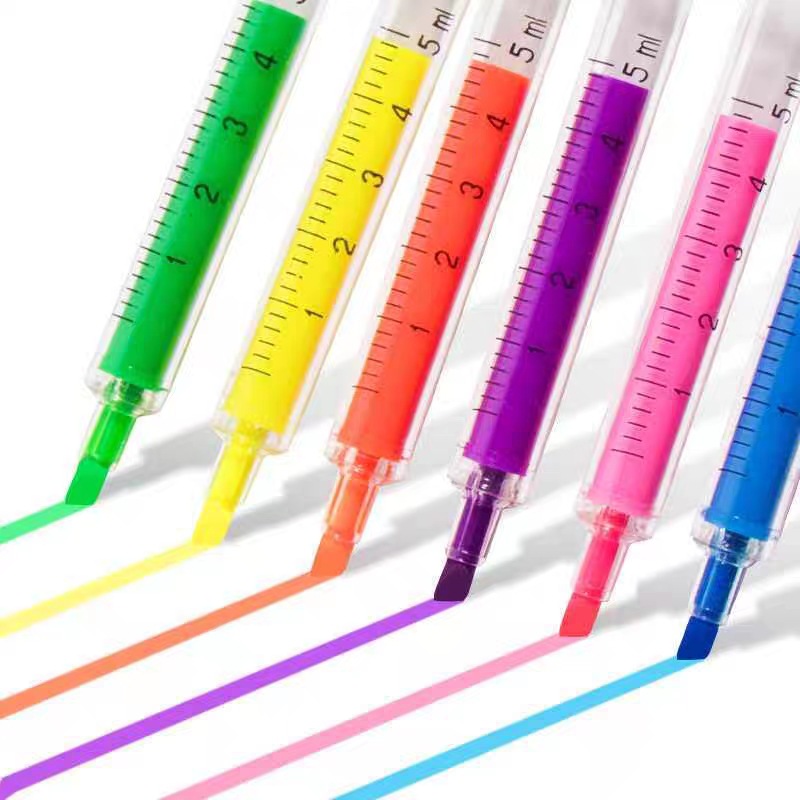 【现货】厂家直销韩国可爱创意文具仿真彩色针管荧光笔学生批发