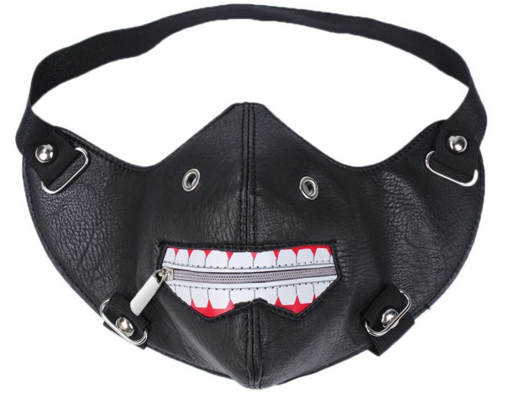 朋克皮面具夜店酒吧蹦迪潮人拉链嘴巴口罩个性摩托机车非主流面罩