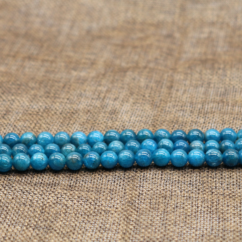 赫隆饰品 天然磷灰石散珠 半成品圆珠 串珠 diy饰品配件 厂家批发