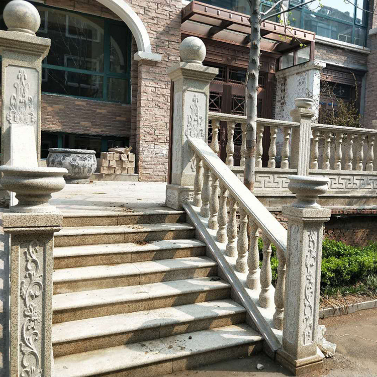 可定制阳台扶手石雕汉白玉黄岗岩阳台柱别墅阳台护栏花瓶石柱