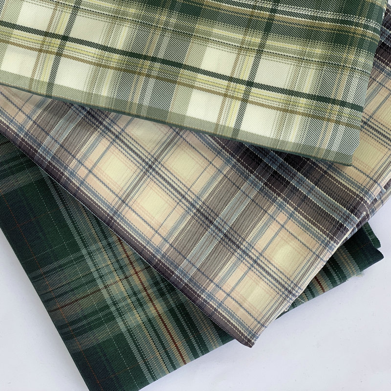 jk制服布料tr色织平纹格子衬衫面料jk格子布制服百褶裙校服面料