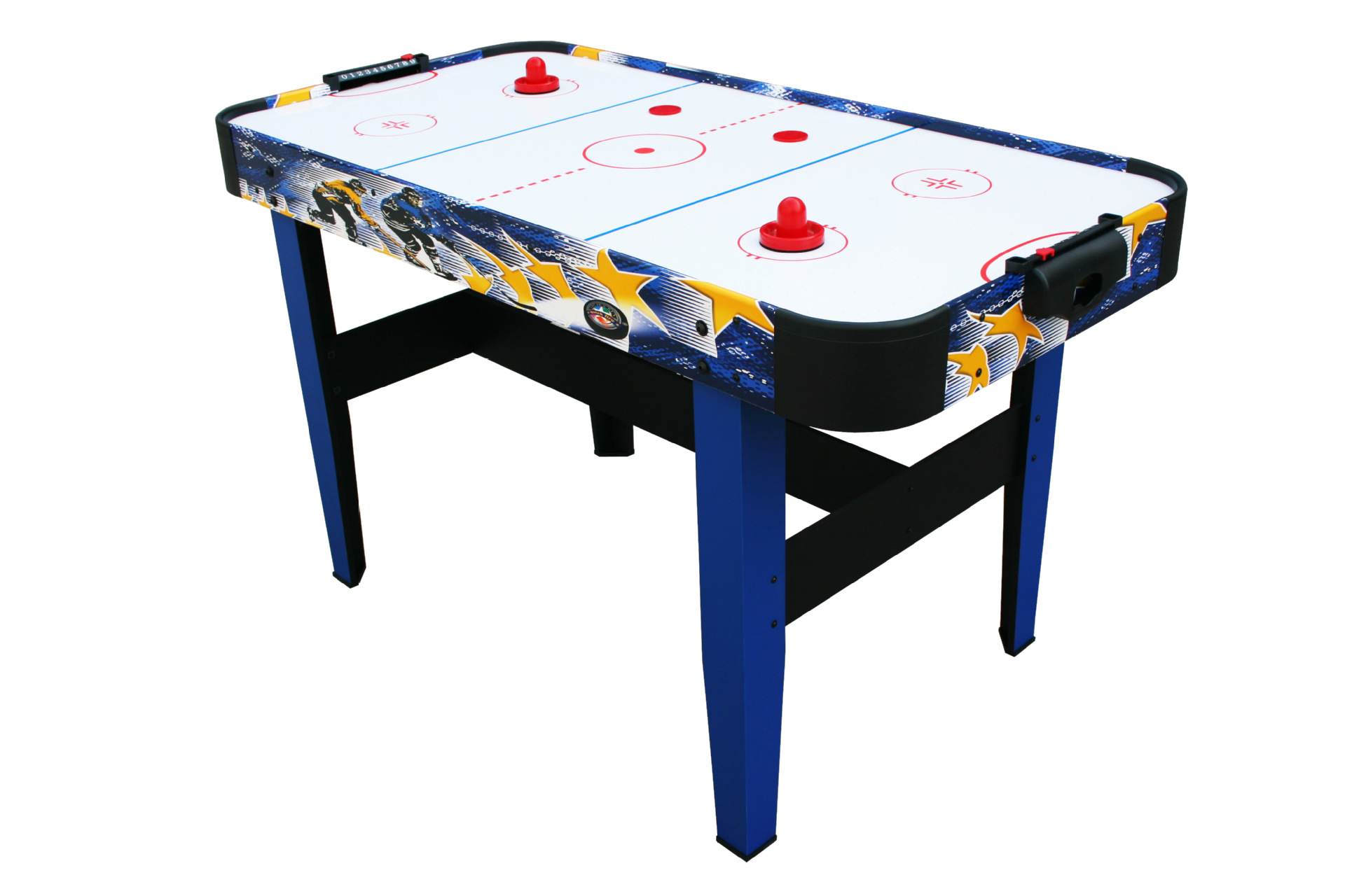 产品配件:冰球台1个,冰球片2个,球拍2个,计分器2个,说明书一份,包装盒