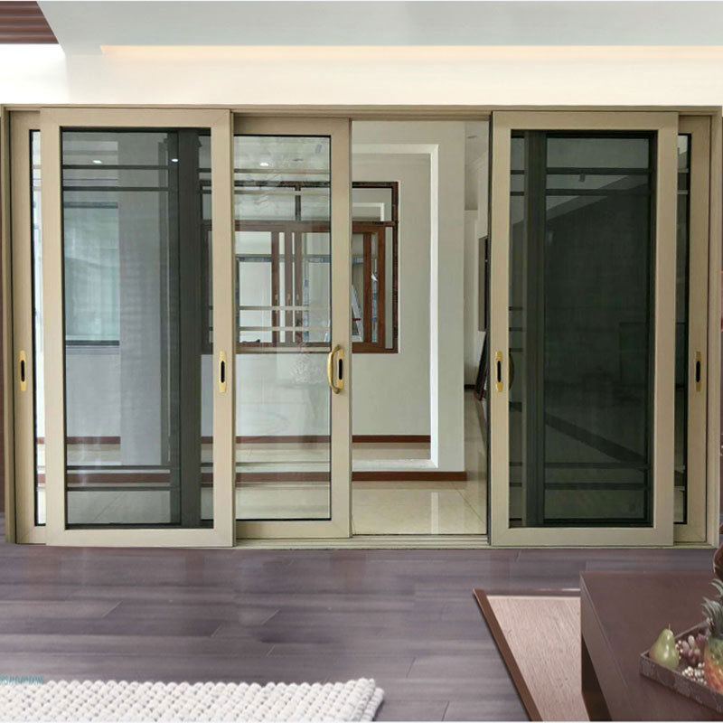 新款钛镁铝合金玻璃推拉门阳台防盗纱窗四推门阳台四移门双开门