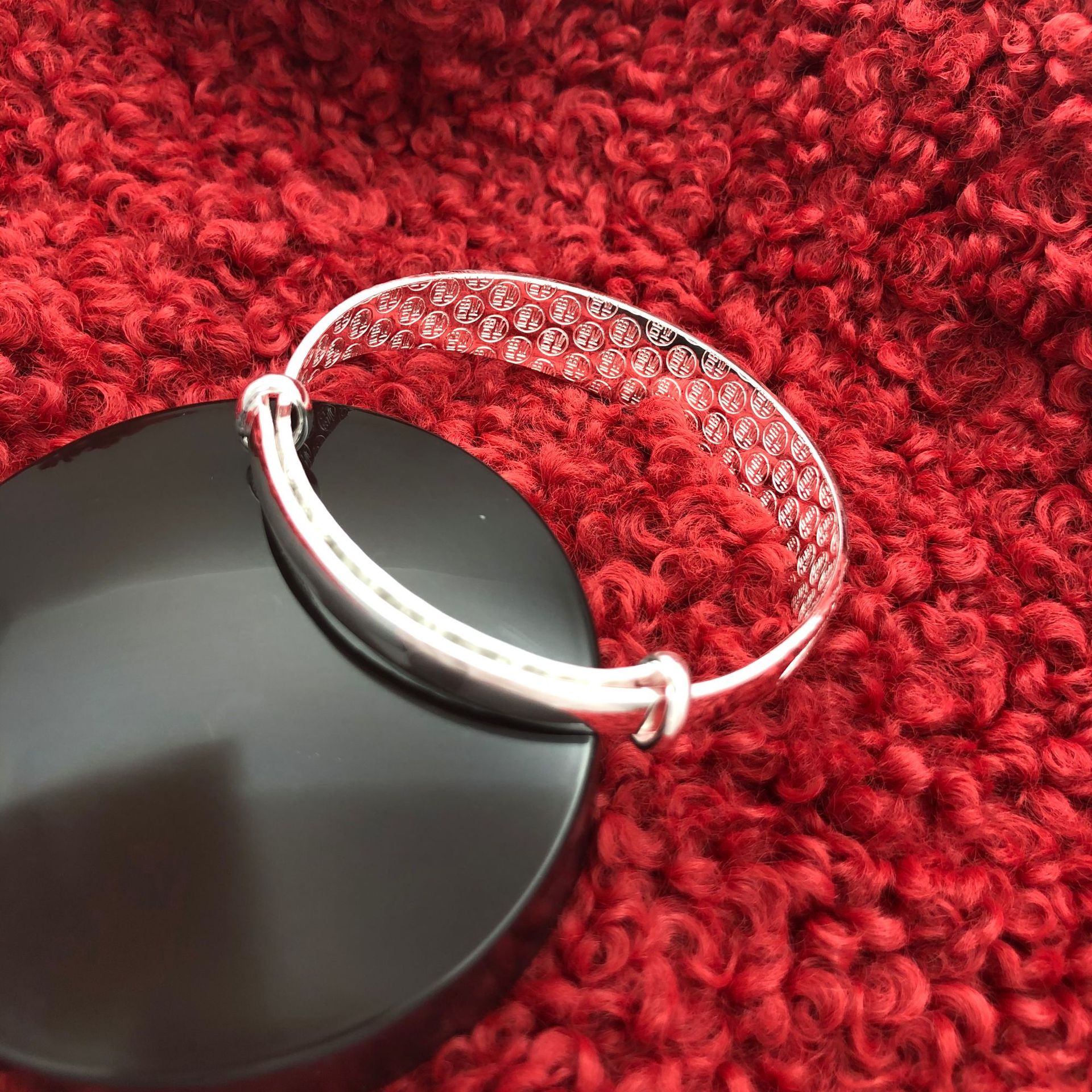 倾人城纯银手镯女999好妈妈足银送妈妈礼物福字可调节