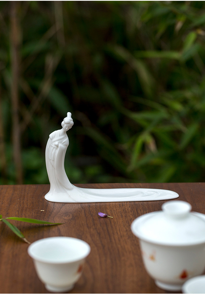 嫦娥仕女香座 线香香插 景德镇高温陶瓷香器 人文创意白色香插