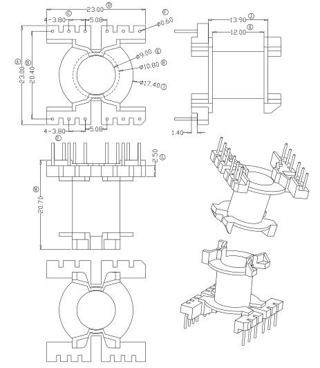 pq2020变压器骨架pq2020电木骨架立式6 6
