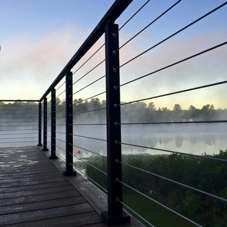 黑色夹板不锈钢绳索护栏不锈钢楼梯栏杆