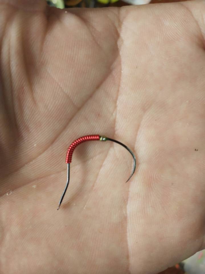 问号带配重纯手工虾钩无倒刺虾场专用钓虾钩河虾勾虾钓虾钩弯钩铜