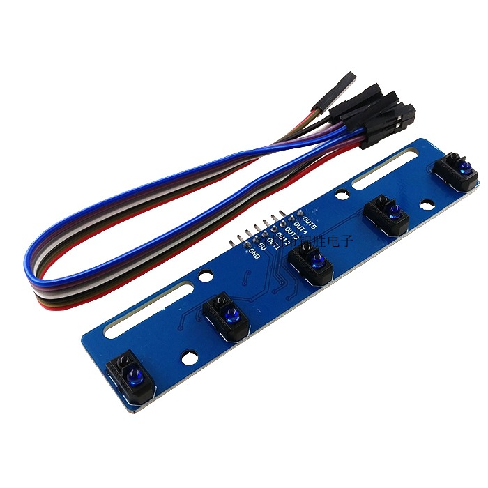 5路黑白线识别传感器模块循迹寻迹智能小车红外传感tcrt5000
