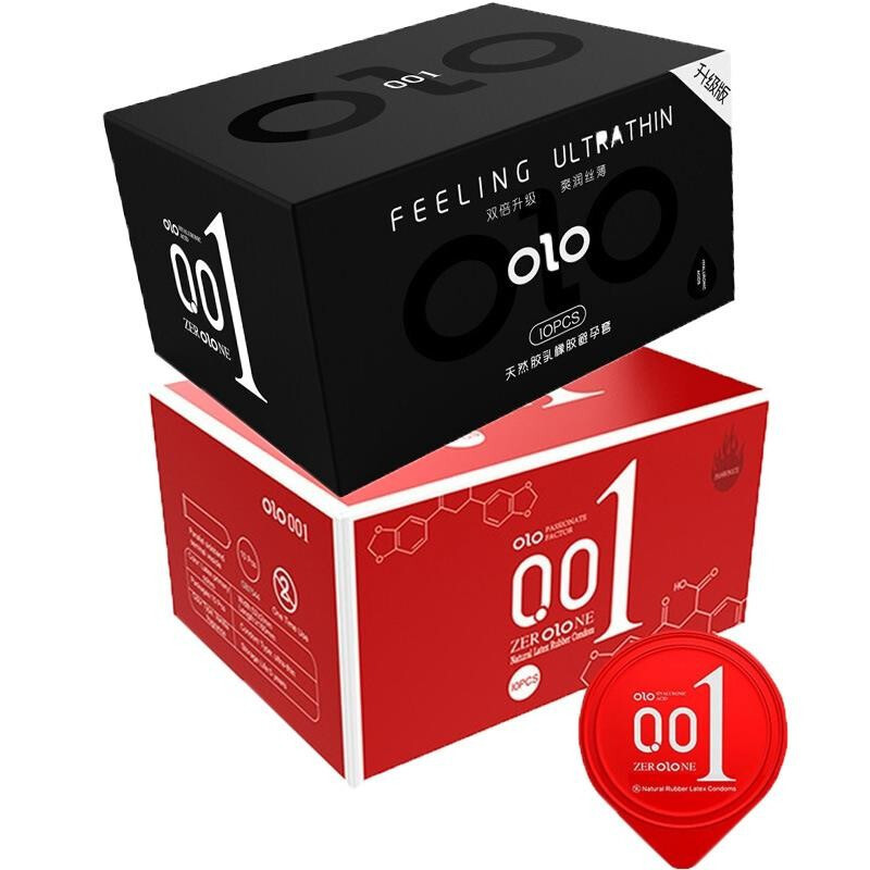 olo避孕套 玻尿酸001超薄 男神女神安全套10只装热感久战计生用品