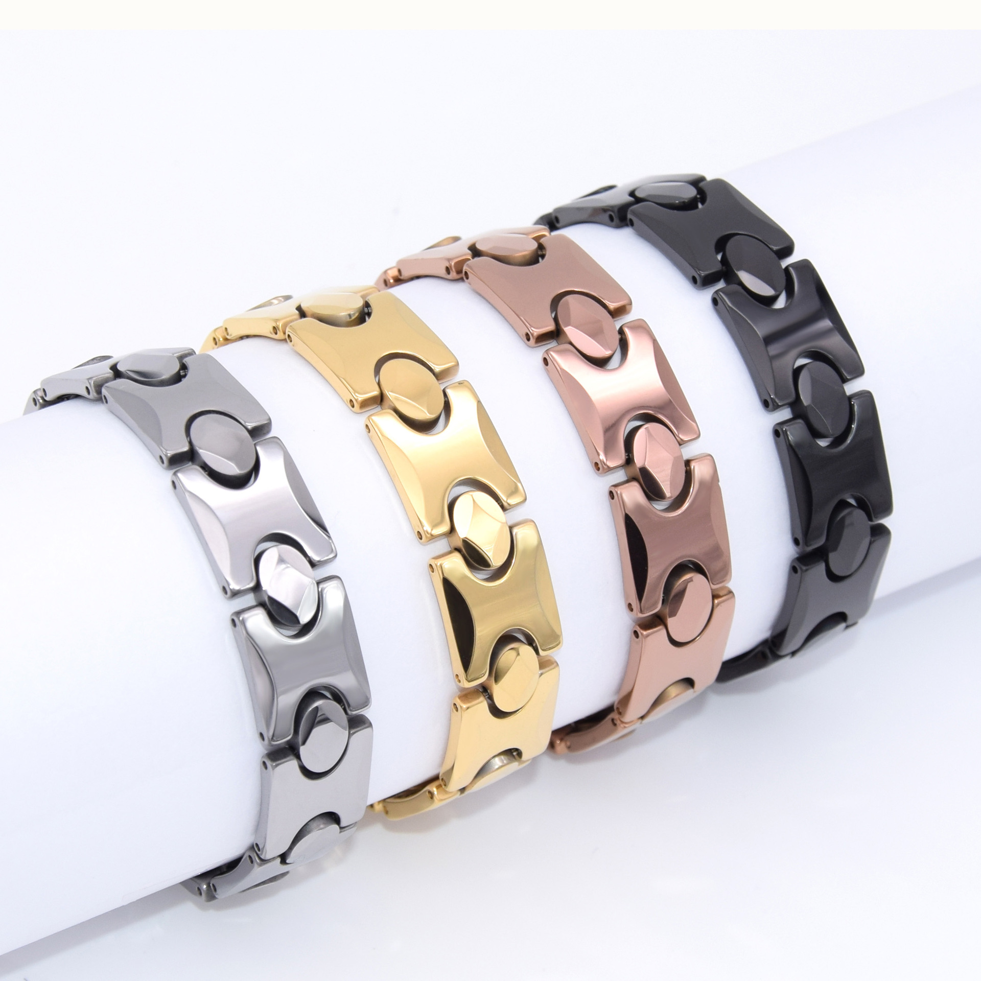 新品韩版男士钨钢钨金手链手环 时尚黑色休闲百搭简约磁石抗首品