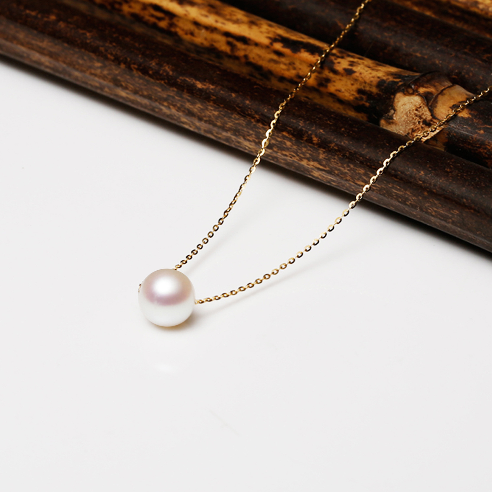 欧诗漫招代理一件代发 明珠 18k金淡水珍珠项链9-10单珠链路路通