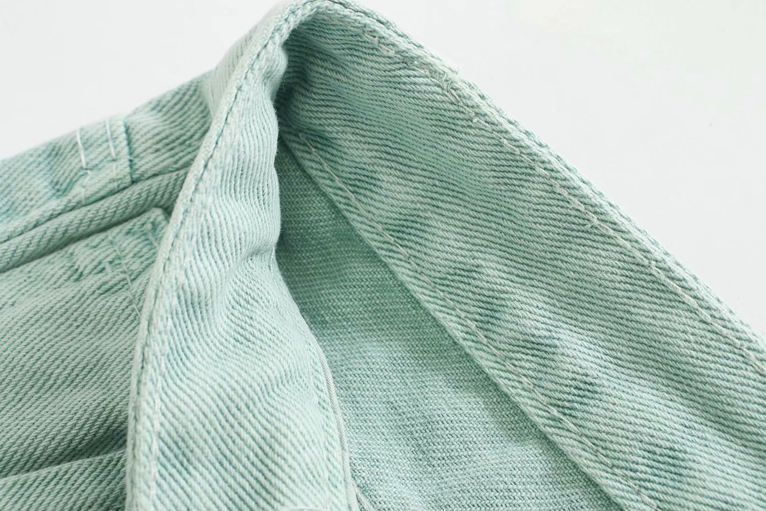 2020欧美风春女装新款批发浅蓝绿打褶萝卜裤长裤